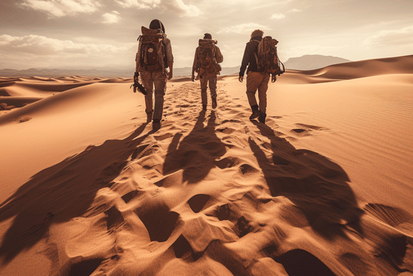 Senderistas en el desierto